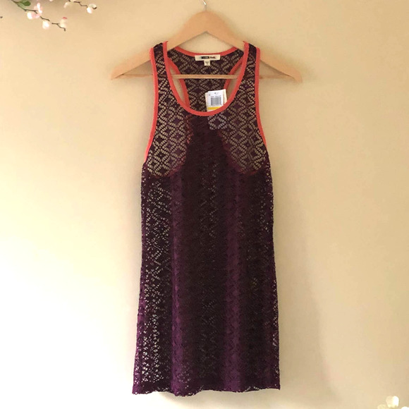 Lace Swim Cover Racerback Purple Size M - Picture 1 of 9